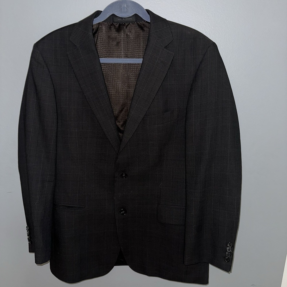 HUGO BOSS Nordstrom Pasini2 Men's Blazer 40R Gray Glen Plaid Virgin Wool Suit